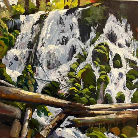 Clearwater Falls - 12" by 12" Oil on Board