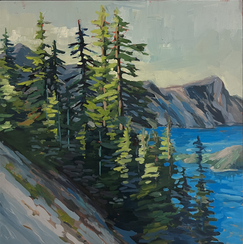 Crater Lake South Rim - 12" by 12" Oil on Board