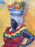 Palenques- Colombian Fruit Seller in Colombia-12" by 12" Oil on Canvas Painting